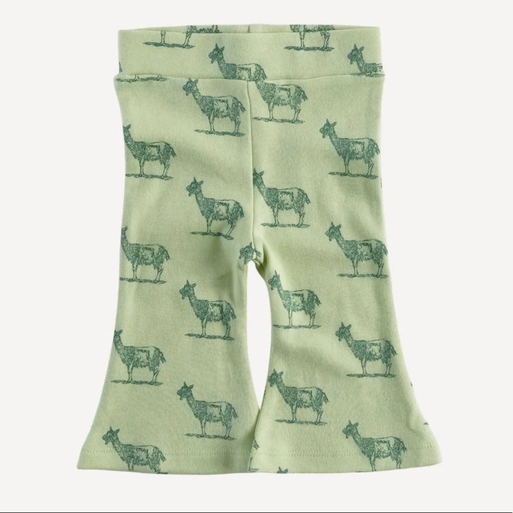 Kate Quinn Billy the Goat Organic Cotton Flare Pants boy girl green size 8 7 6 3